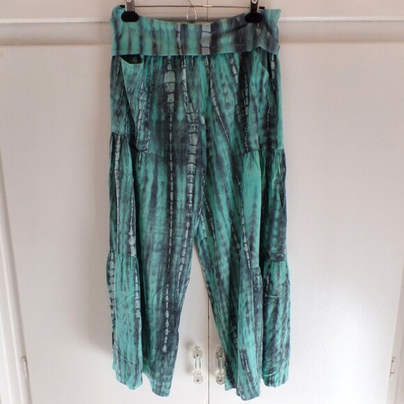 Happy Bohemians Tiered Tie-Dyed Rock Star pant Wide Leg Pants MINT M/L NWOT - Picture 7 of 12
